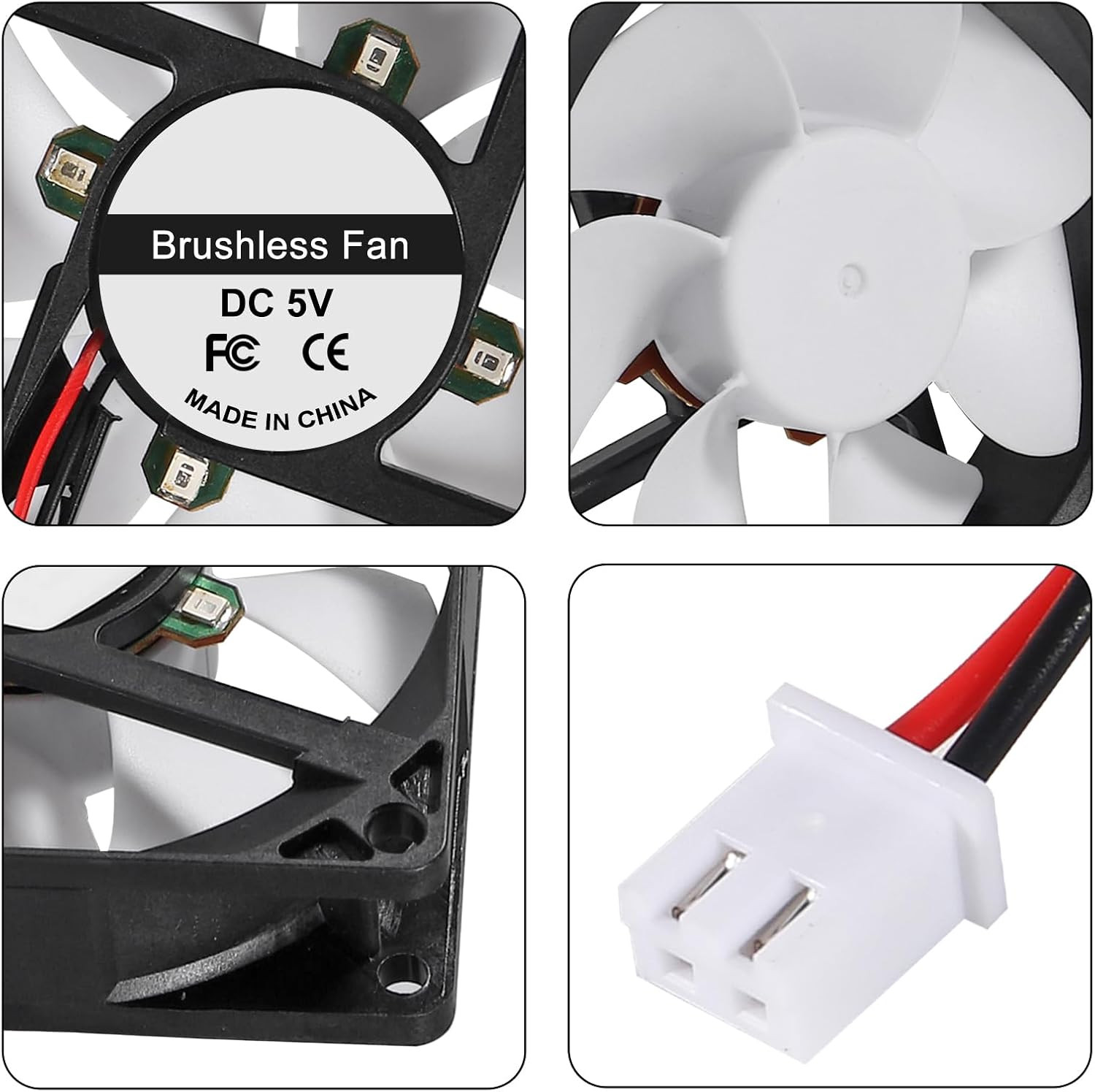 DORHEA 2Pcs 80Mm/3.15Inch for DC Fan 5V Computer Case Fan 80X80X25Mm 2Pin 8025 B
