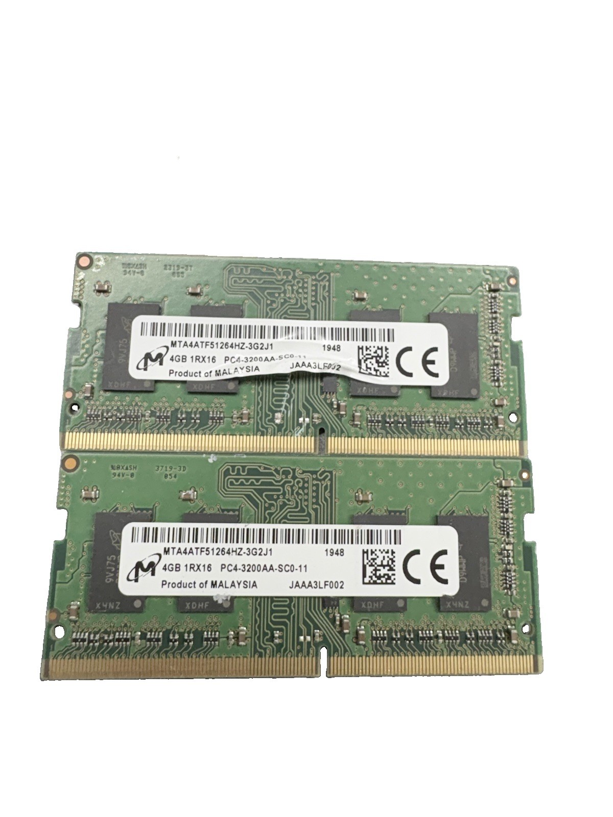 LOT OF 2 Micron 4 GB SO-DIMM Memory Card (MTA4ATF51264HZ-3G2J1)