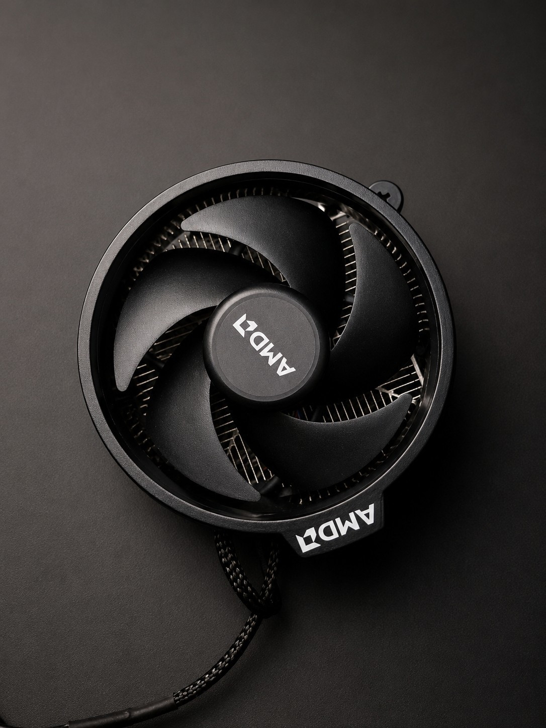AMD CPU Fan with Heatsink Cooler Assembly, Black/Silver Aluminum/Plastic