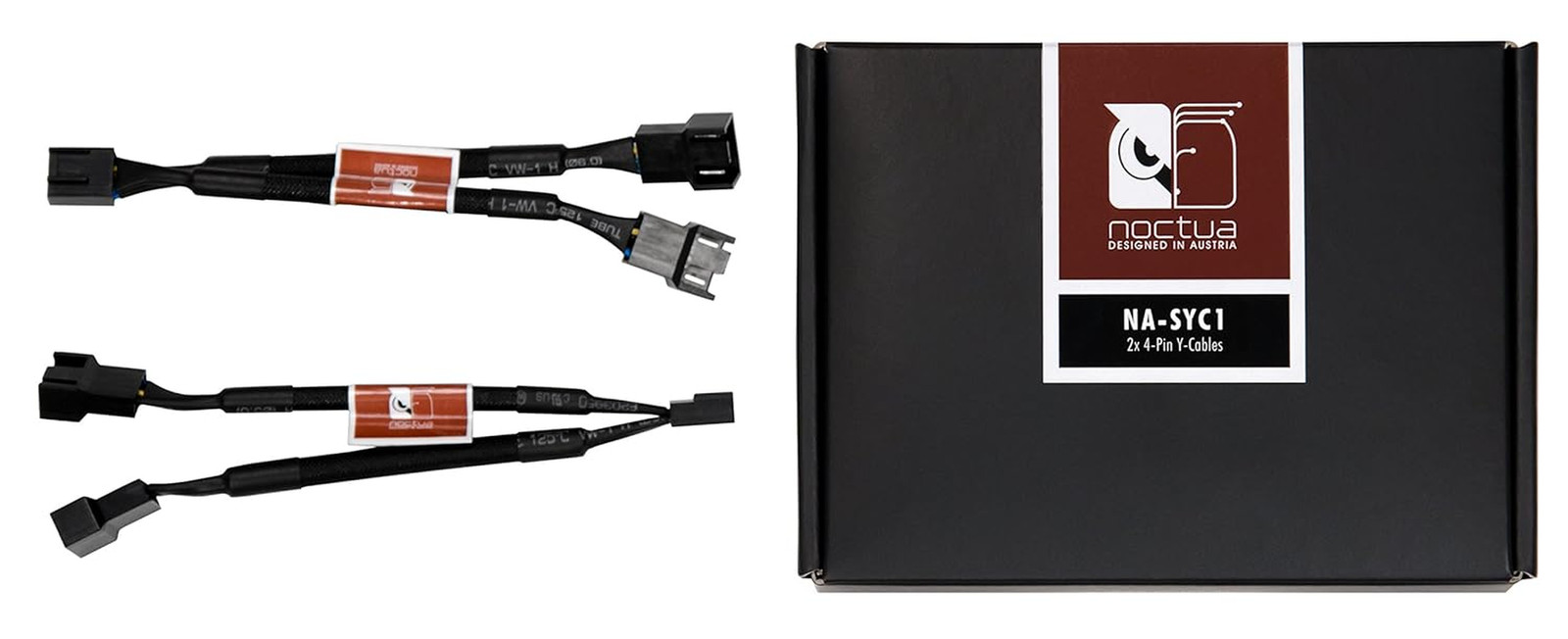 NA-SYC1, 4 Pin Y-Cables for PC Fans (Black)