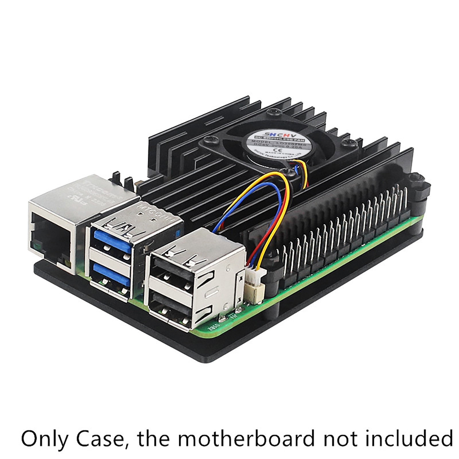 Aluminum Alloy Protective Case Housing w/ Cooling Fan For Raspberry Pi 5