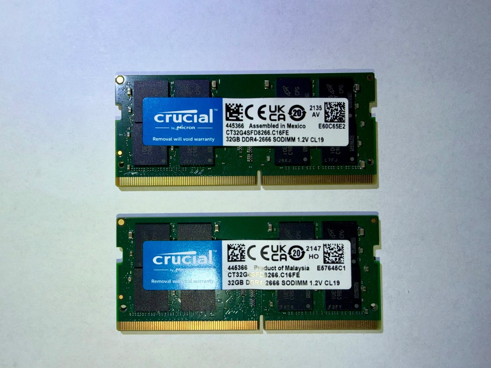 64GB DDR4-2666 Laptop RAM Kit (2x32GB) Crucial SODIMM PC4-21300 Memory Tested