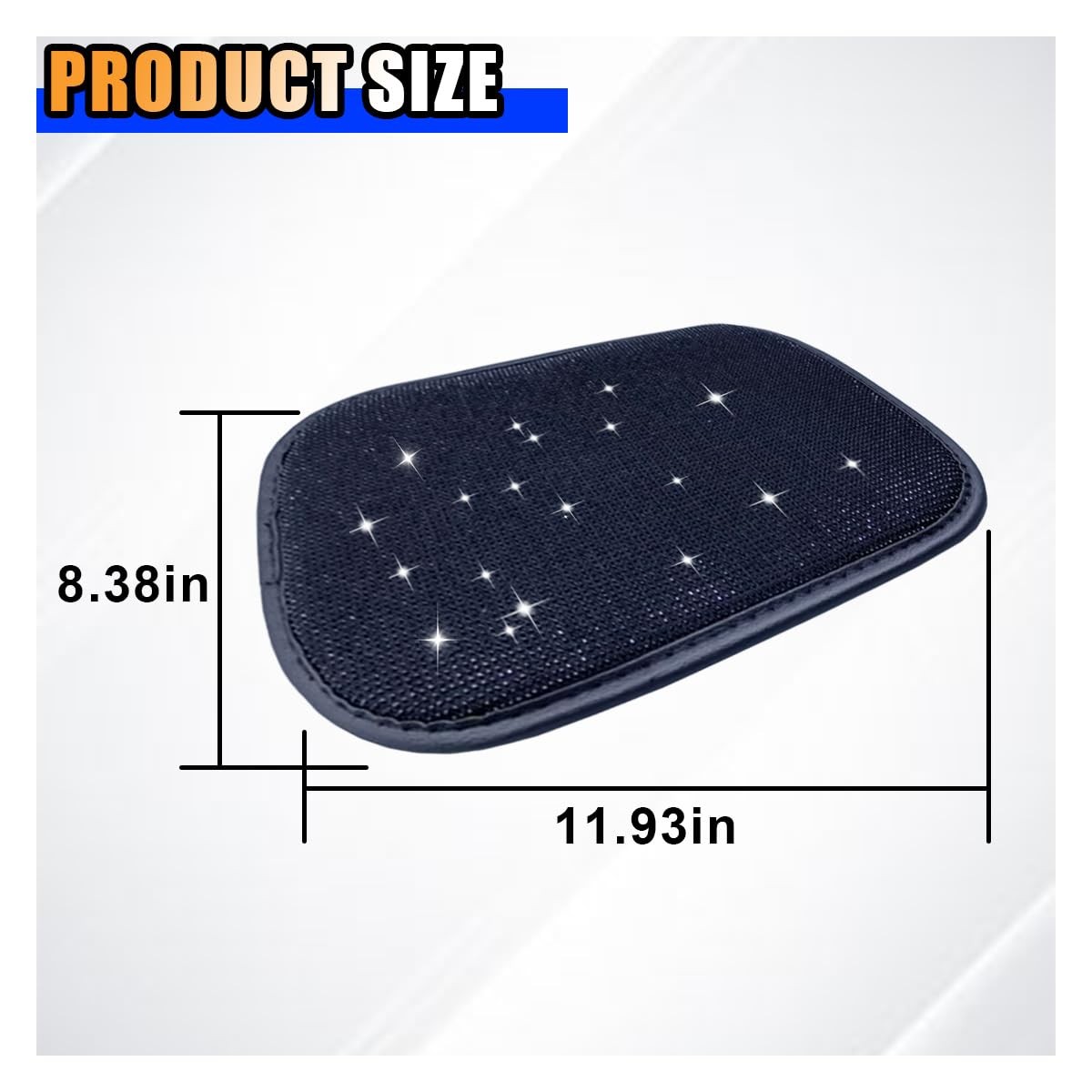 11.9»×8.4» Bling Car Center Console Cover, Crystal Diamond Elbow Black