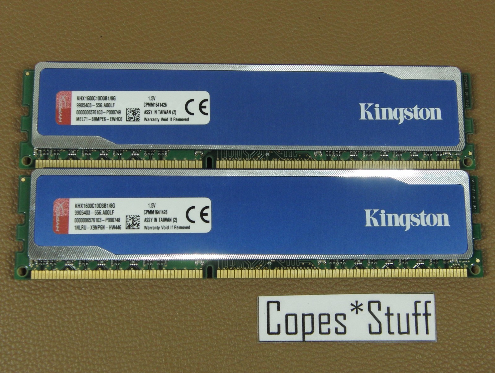 Kingston HyperX Blu KHX1600C10D3B1/8G DDR3 PC3-12800u LOT (2) x 8GB = 16GB RAM