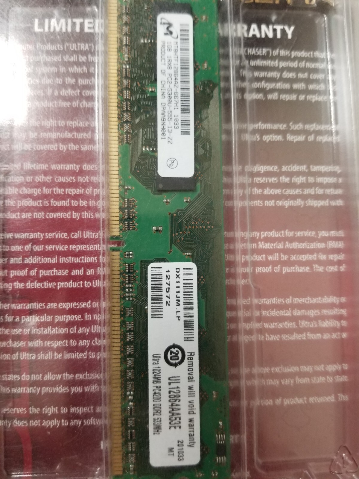4GB 4x1GB PC2 5300 MICRON MT8HTF12864AZ-667H1 DDR2-667 DESKTOP MEMORY KIT DIMM