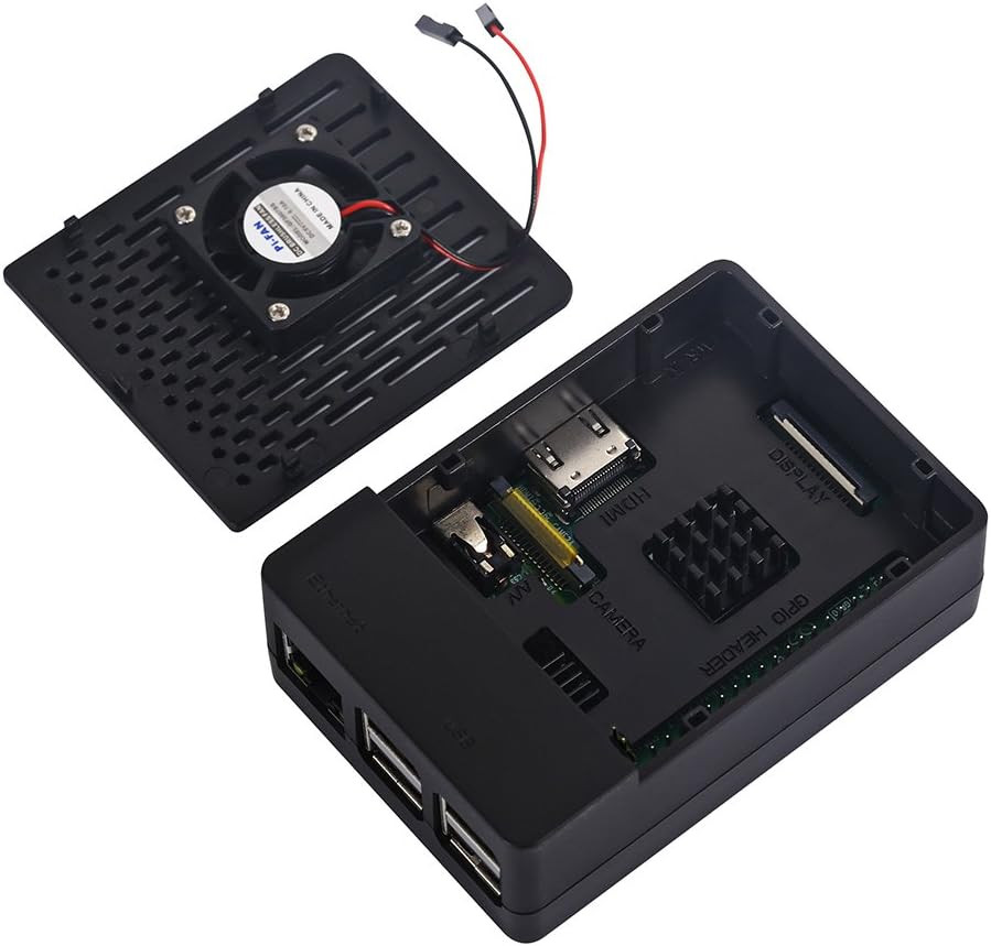 Raspberry Pi 3 B+ Case With Cooling Fan and Heatsink – ABS Case With Simple Remo