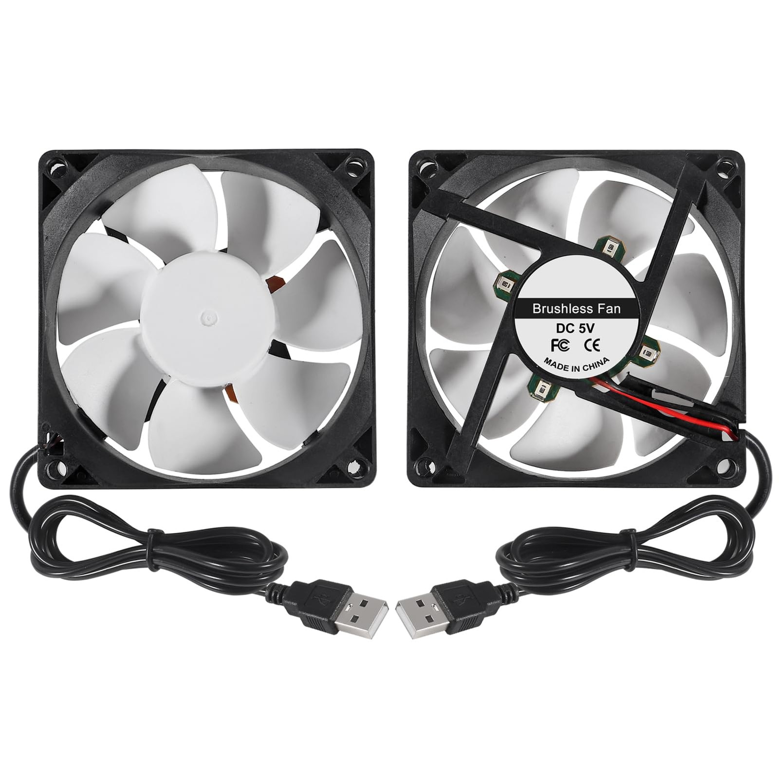 2PCS 80mm 8cm LED Blue Computer Case Cooling Fan 80x80x25mm USB 8025 5V USB C…