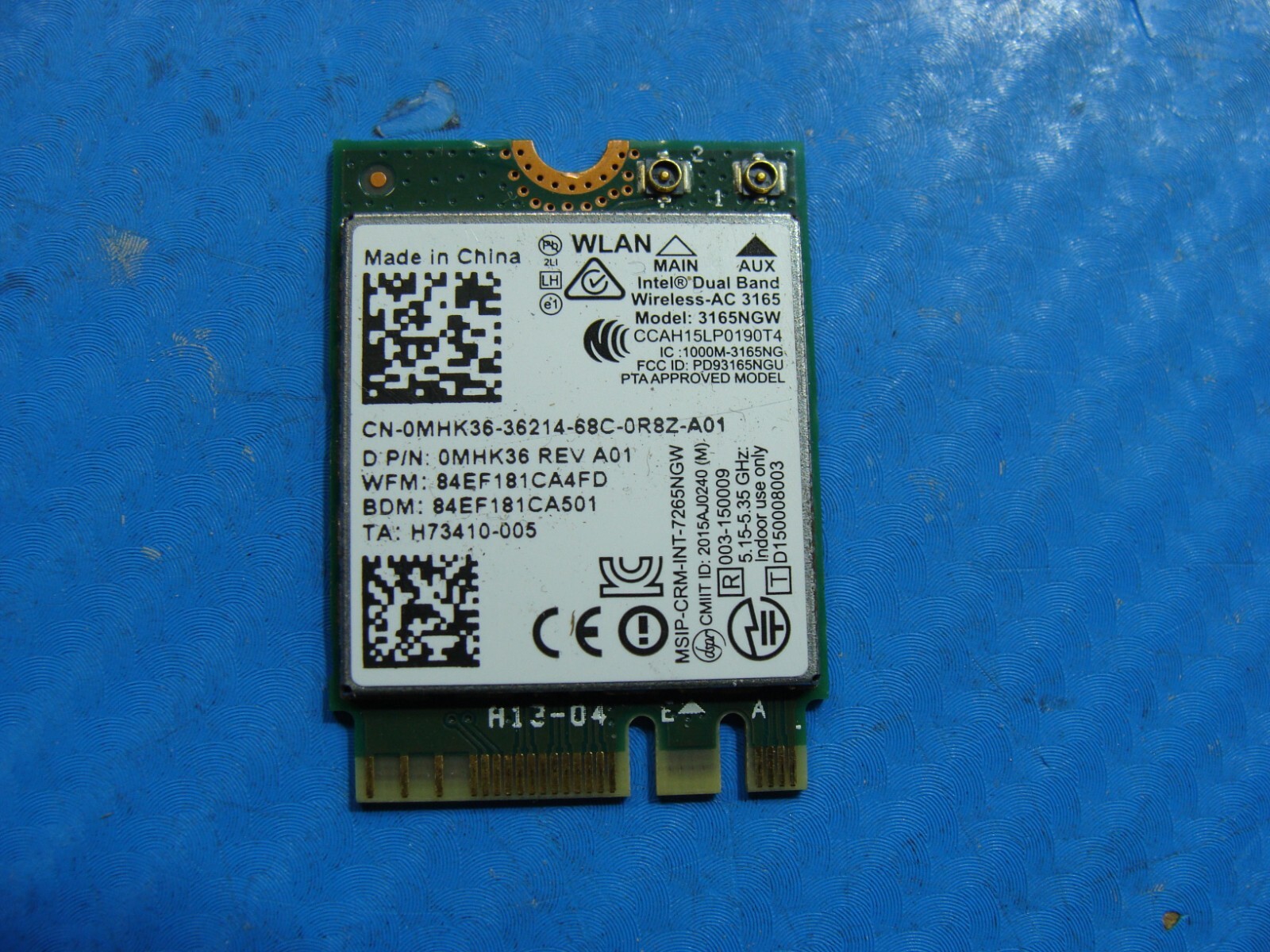 Dell Inspiron 15 7559 15.6″ Genuine Wireless WiFi Card 3165NGW MHK36