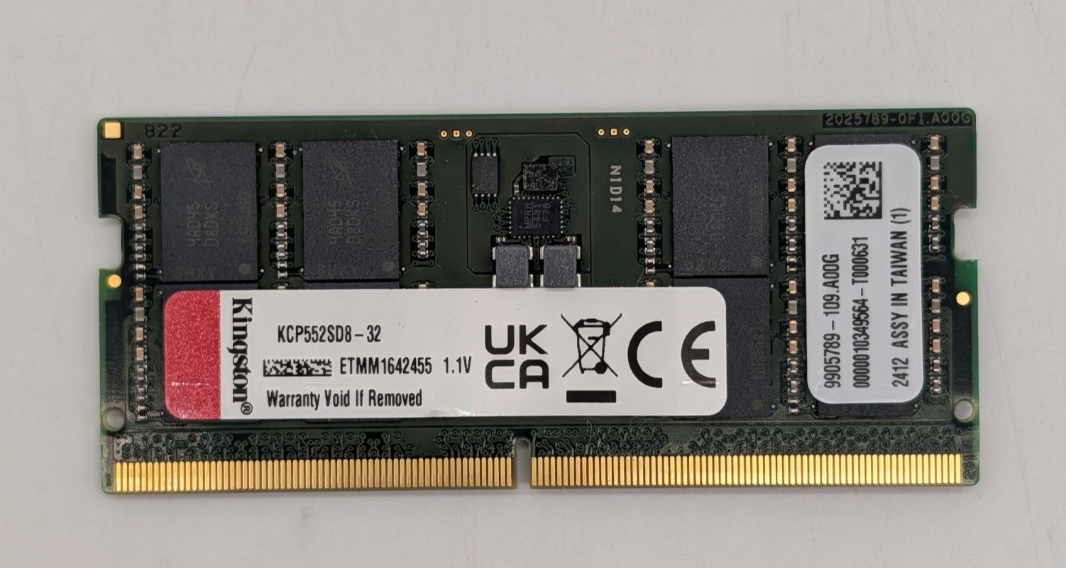 Kingston 32GB PC5-41600 DDR5-5200MHz 262-Pin SoDIMM Laptop Memory KCP552SD8-32