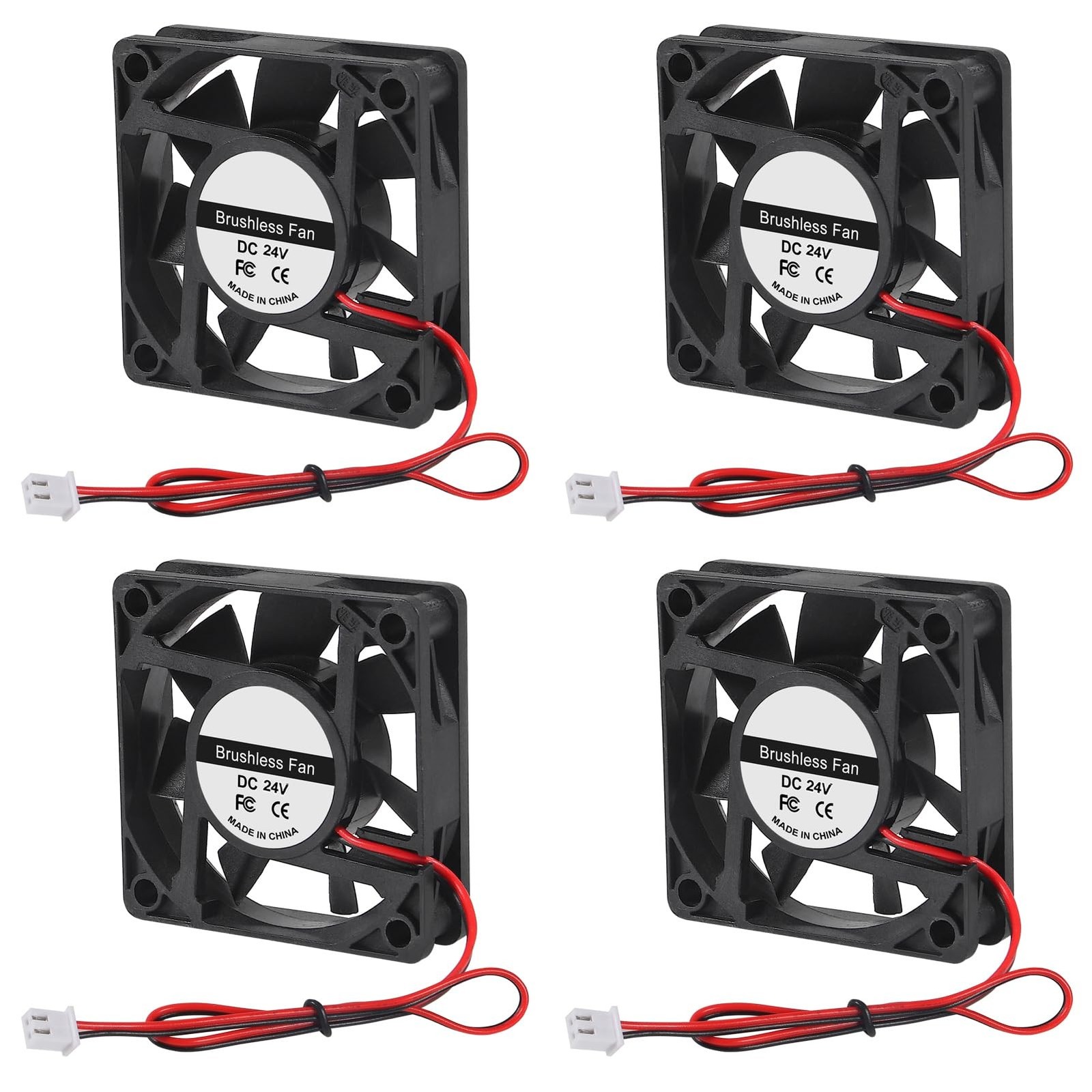 4Pcs 60mm Brushless Cooling Fan 6015 DC 24V 2.36in 60mm x 60mm x15mm 2 Pin Fa…