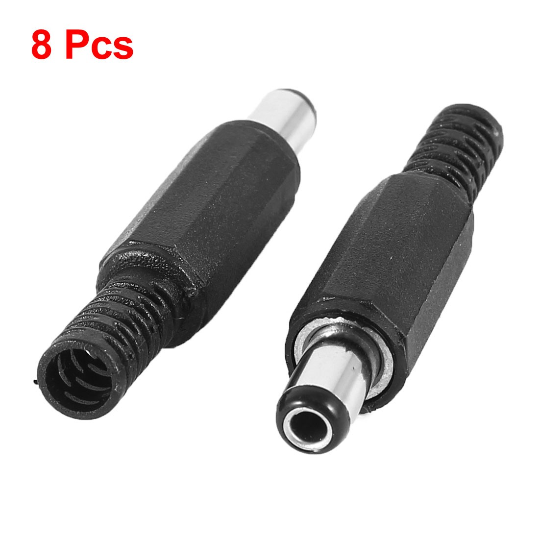 8 Pcs 5.5mm x 2.5mm Male DC Power Jack Connector Socket Adapter Black