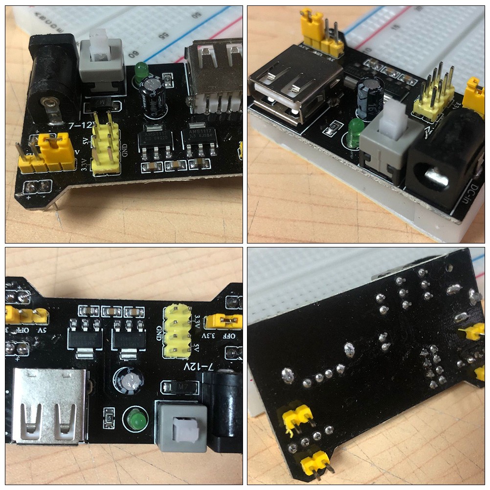 6Pcs Durable Breadboard Power Supply Module 3.3V 5V Dc 6.5-12V Black