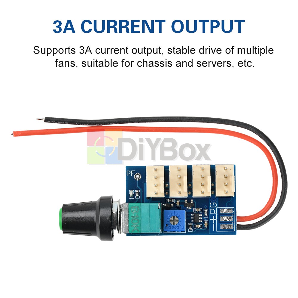 4-Channel DC 12V 3A 4-Wire PWM Fan Controller Manual Knob Adjustment with Switch