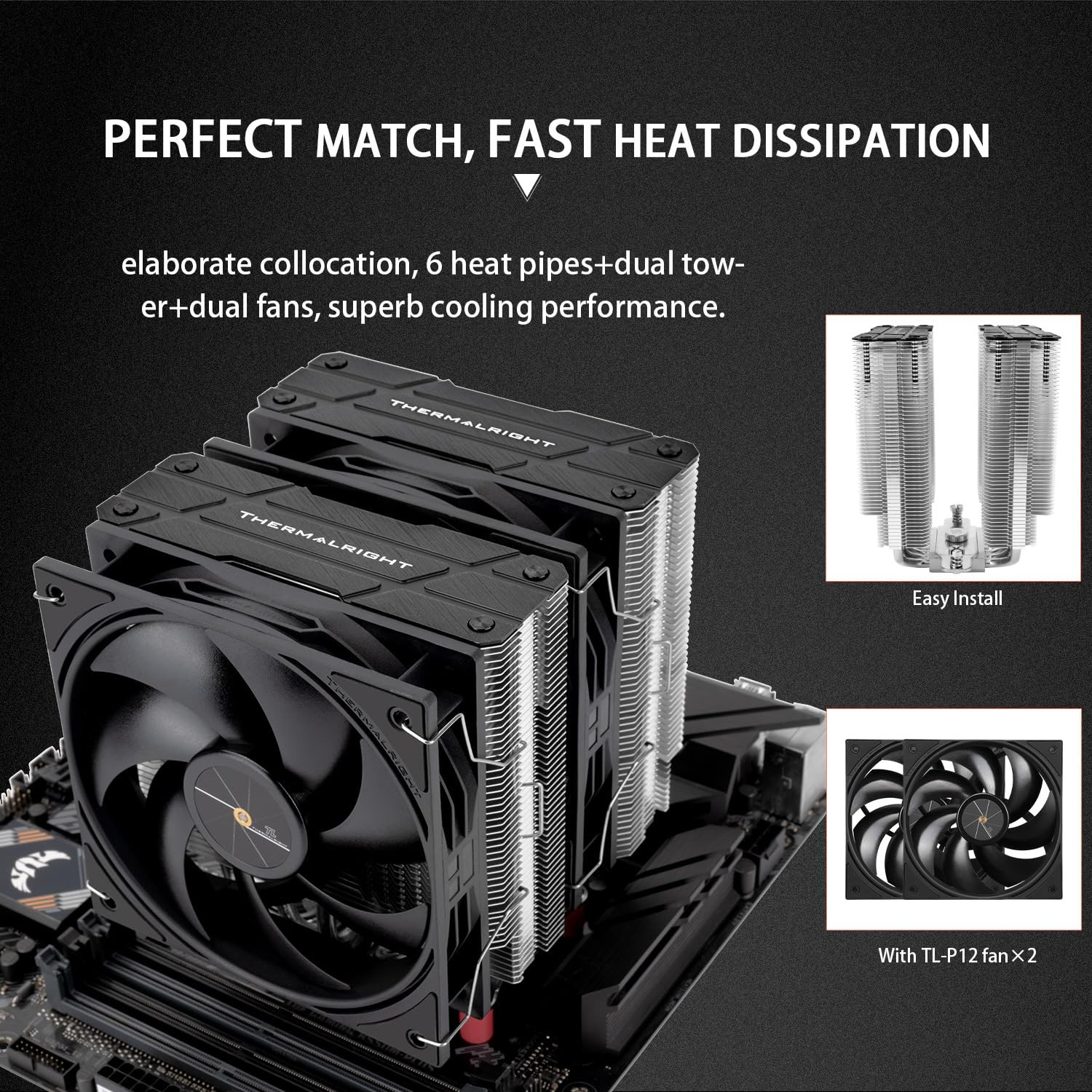 Thermalright Peerless Assassin 120 Black V3 CPU Cooler, 6 Heat Pipes AGHP Tec…