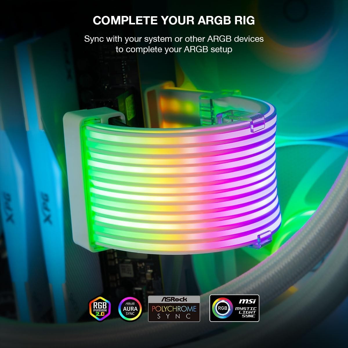 RGB Cable Cover Kit for PC Gaming Builds Flexible 24-Pin & GPU ARGB Extension