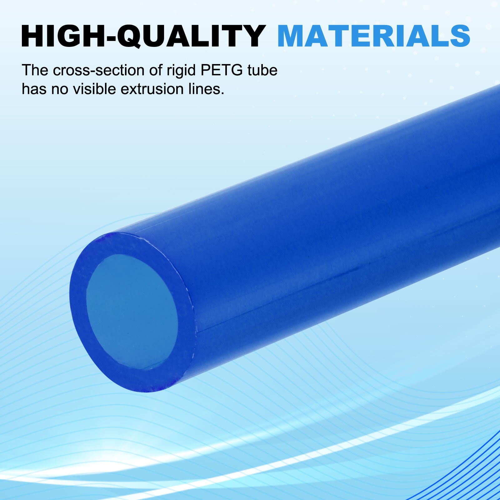 10mmID 14mmOD 500mm Length Rigid PETG Tube, 6PCS Water Cooling Hard Tubes, Blue