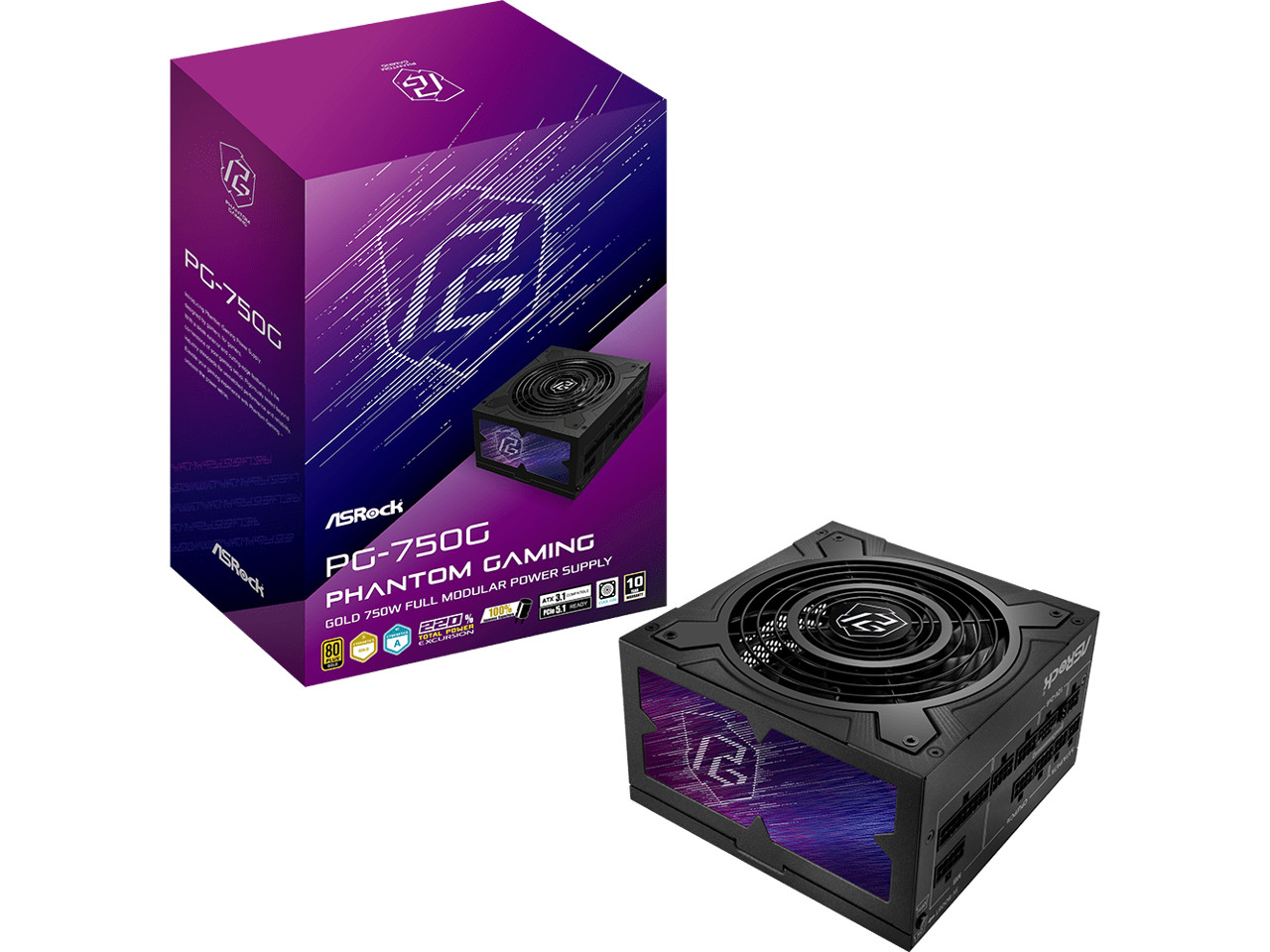 ASRock Phantom Gaming PG-750G 750W 80 PLUS GOLD & Cybenetics PLATINUM Full Modul