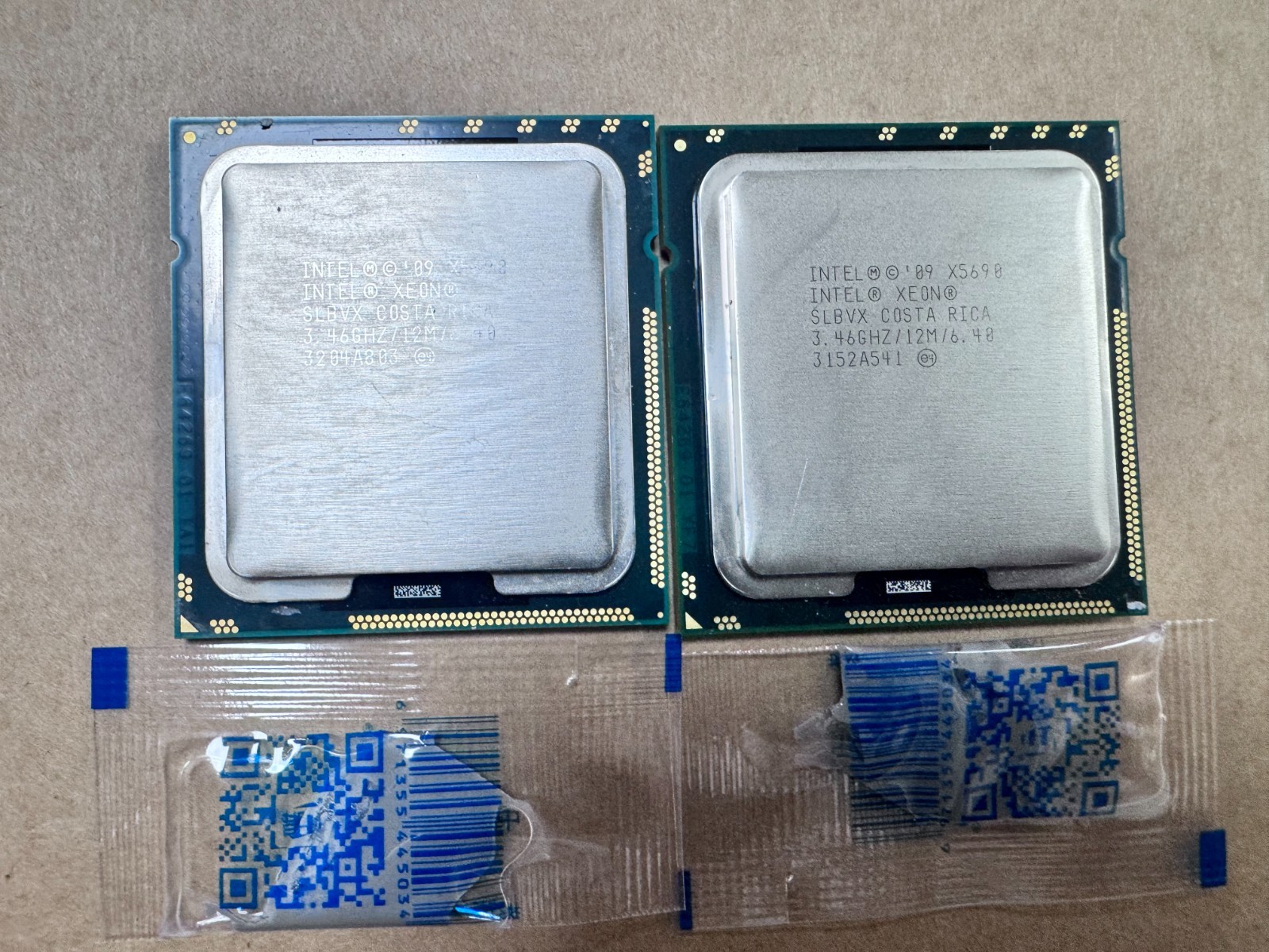 2pcs Matched Pair Intel Xeon X5690 SLBVX 3.46GHz 6.4GT/s 12MB 6 Core 1333GHz CPU
