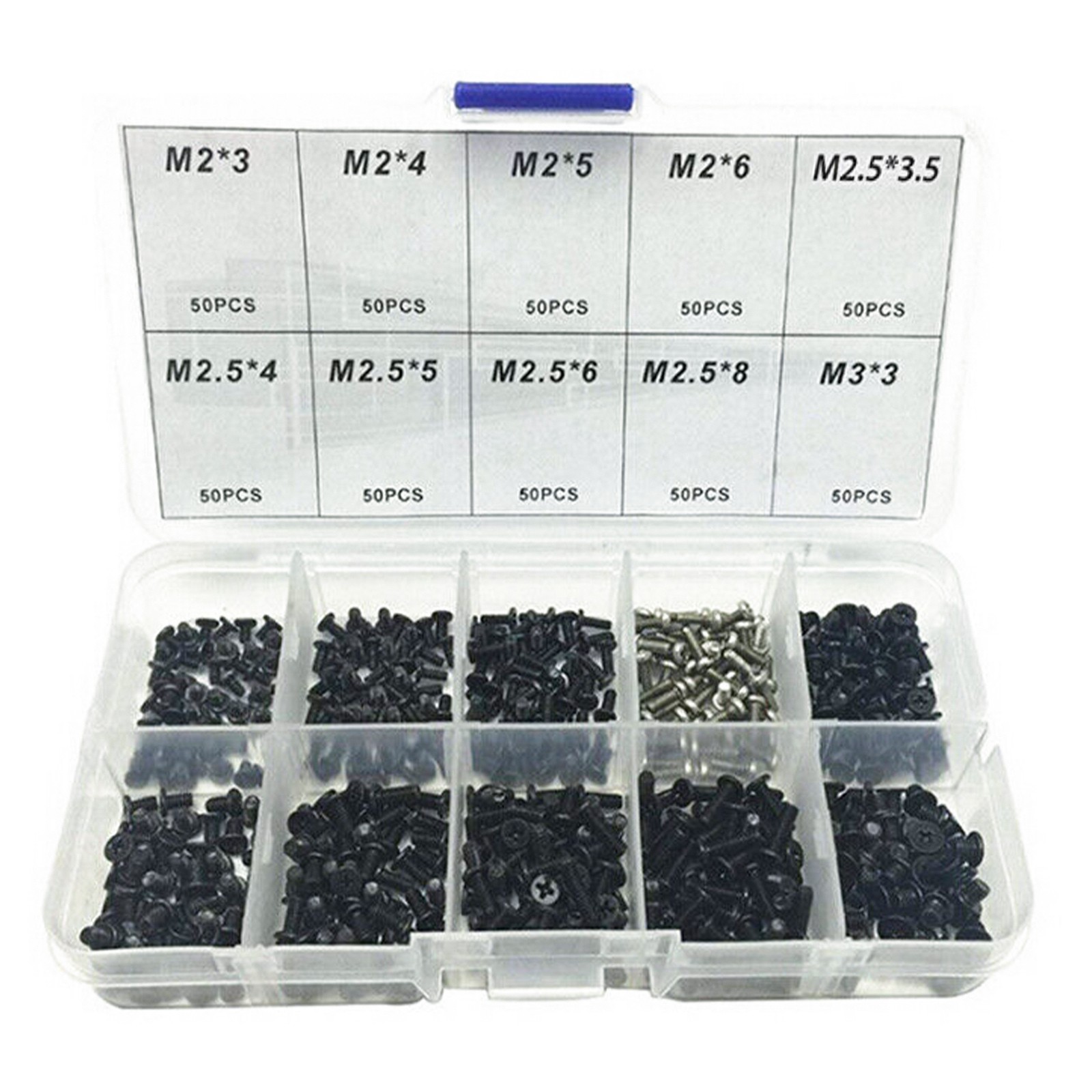 1Box Alloy Steel M2 M2.5 M3 10 Sizes Laptop Computer Notebook Repair Screws Kit