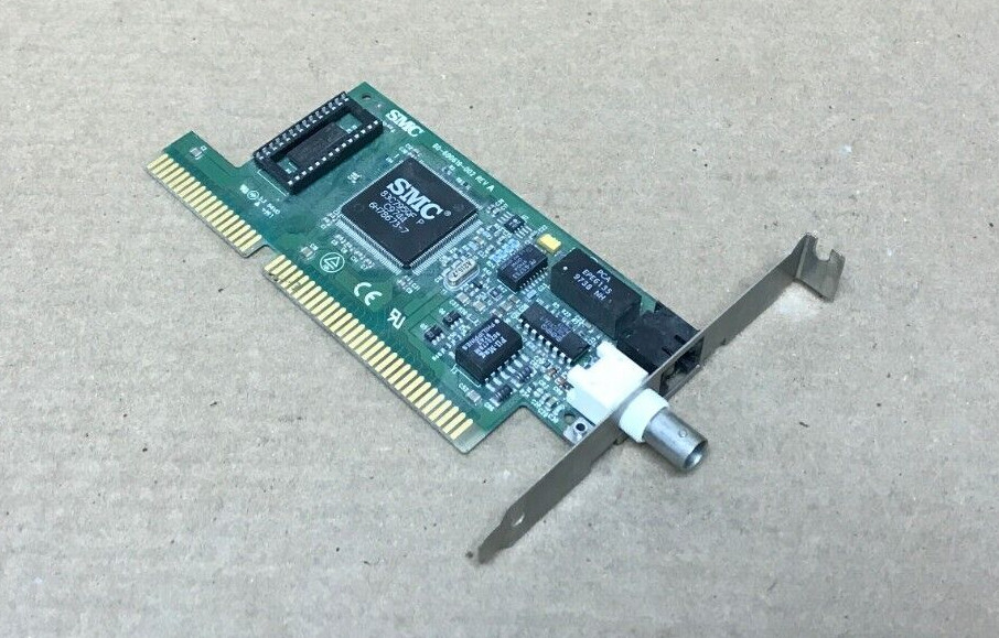 VINTAGE 1995 SMC 60-600619-002 ISA 16 BIT COAX RJ45 ETHERNET CARD RM2-LAN22
