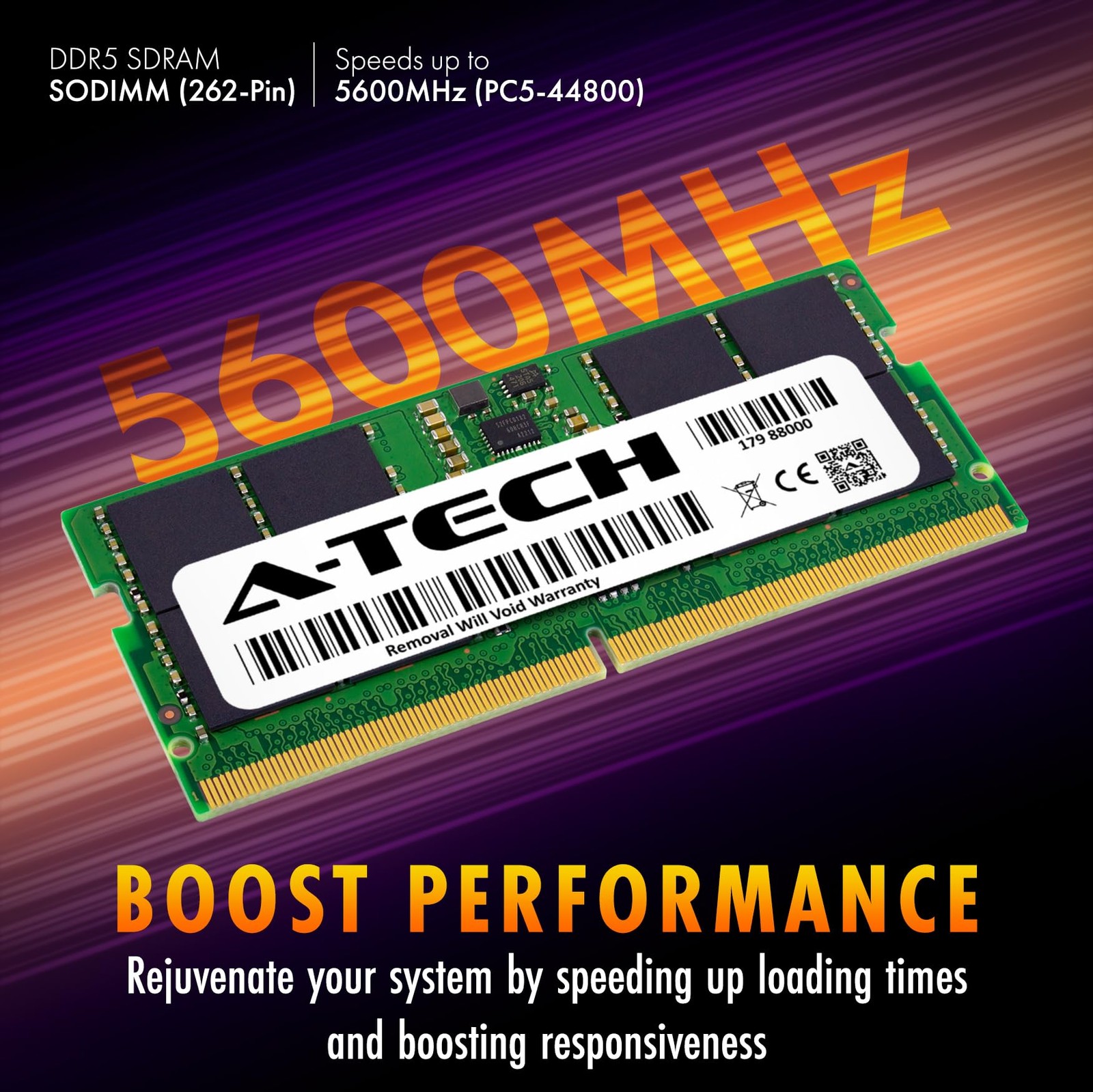ATech 16GB DDR5 5600MHz PC544800 CL46 SODIMM 1.1V NonECC Unbuffered SODIMM 26…