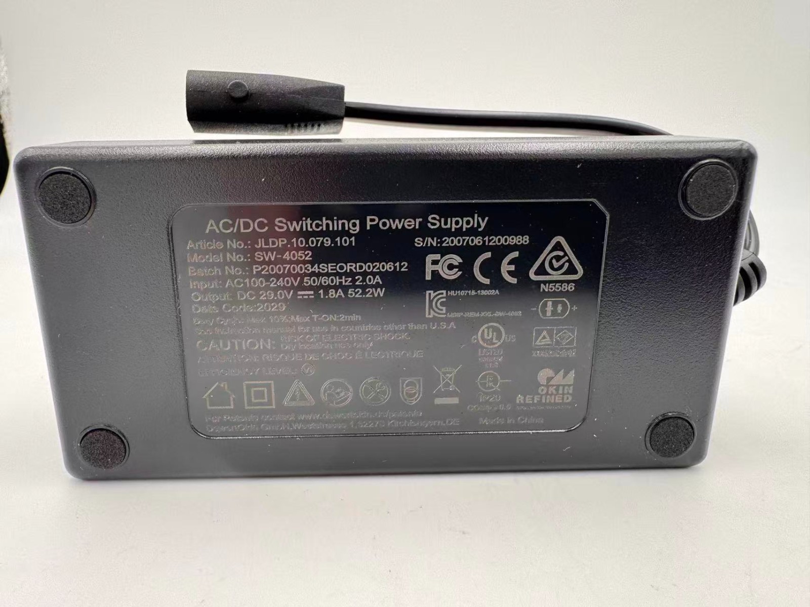 Switching Power Supply AC/DC Adapter with Power Cord OKIN SW-4052