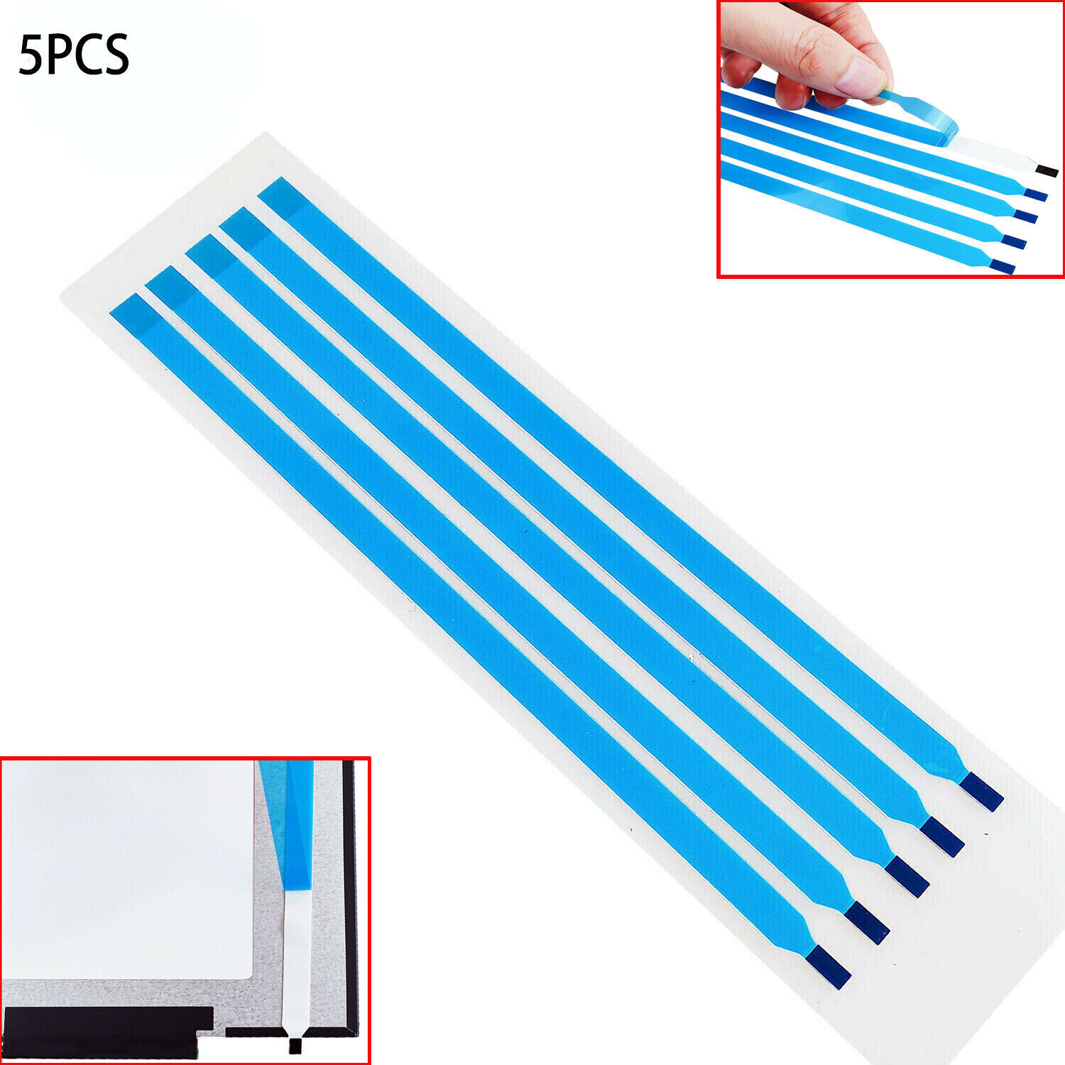 Set of 6 – Pull tabs stretch release adhesive strips for LCD screen without tabs