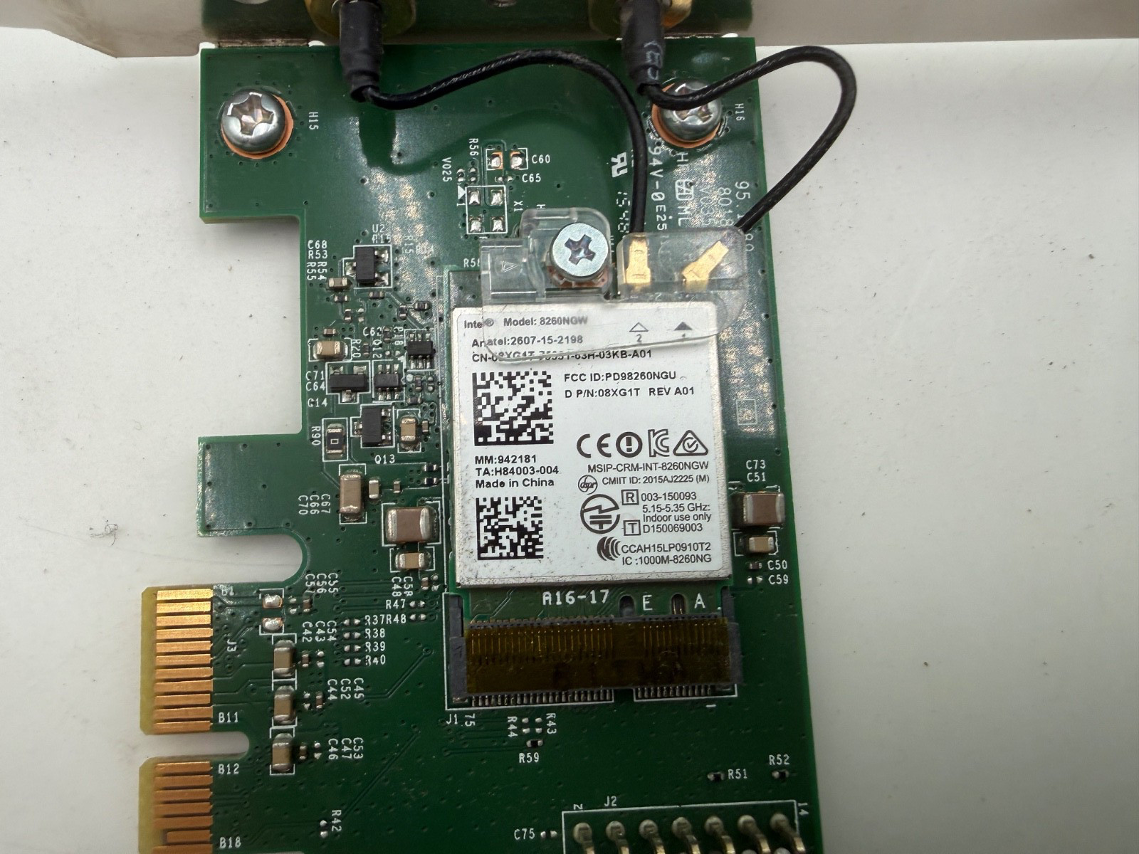 INTEL 8260NGW DUAL BAND WIRELESS-AC BLUETOOTH WIFI CARD INSTALLED ON BOARD