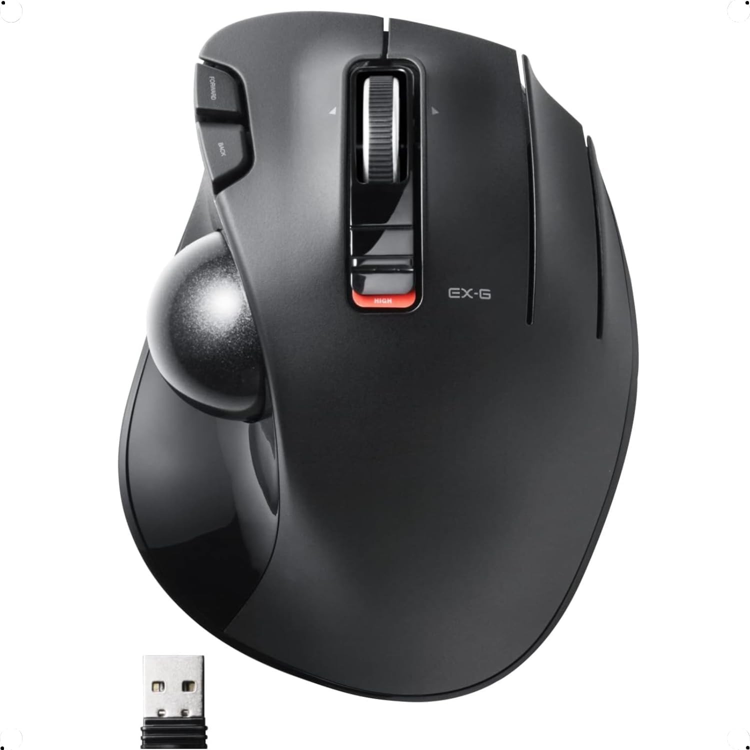 ELECOM EX-G Trackball Mouse, 2.4GHz USB Wireless, Ergonomic Right Handed