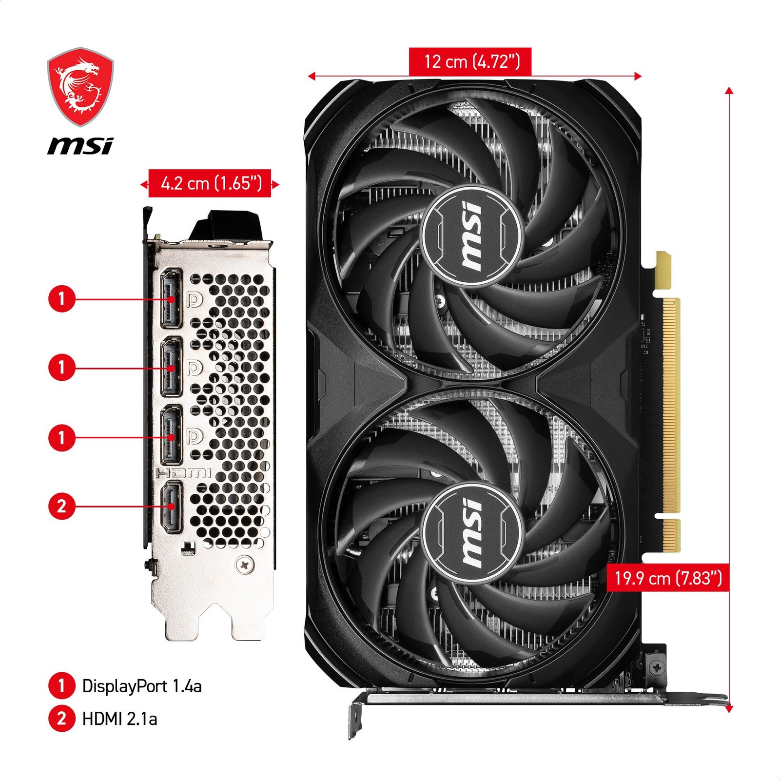 MSI GeForce RTX 4060 Ti Ventus 2X Black 16GB OC GDDR6 PCIe 4.0-2 Graphics Card