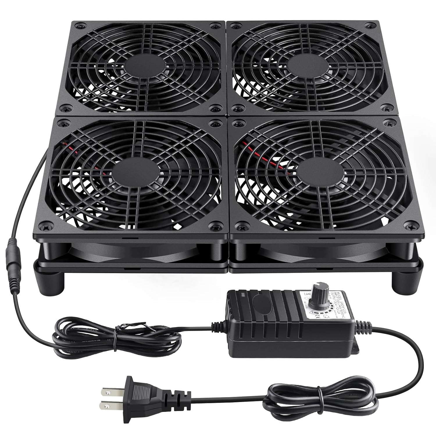 Wathai 120mm x 4 Router TV Box Fan 110v 240v Speed Control Mining Cooling