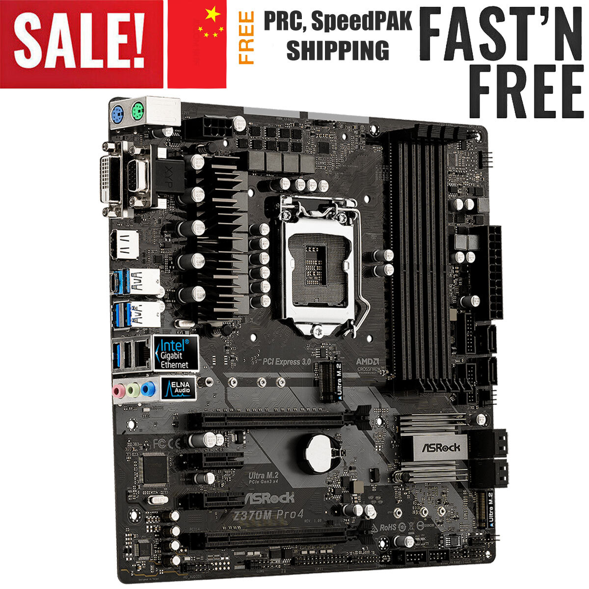 For ASRock Z370M PRO4 Motherboard LGA1151 DDR4 RAM Slot M.2 SATA3.0 VGA DVI HDMI