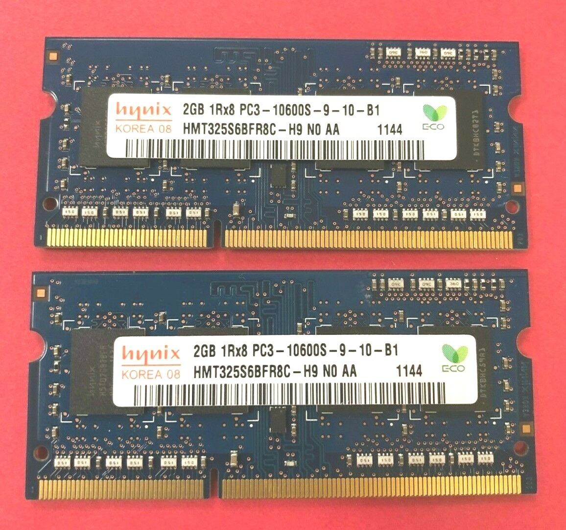 🔥Hynix 4GB ( 2 x 2GB ) 1Rx8 PC3-10600S-9-10-B1 Memory RAM HMT325S6BFR8C-H9