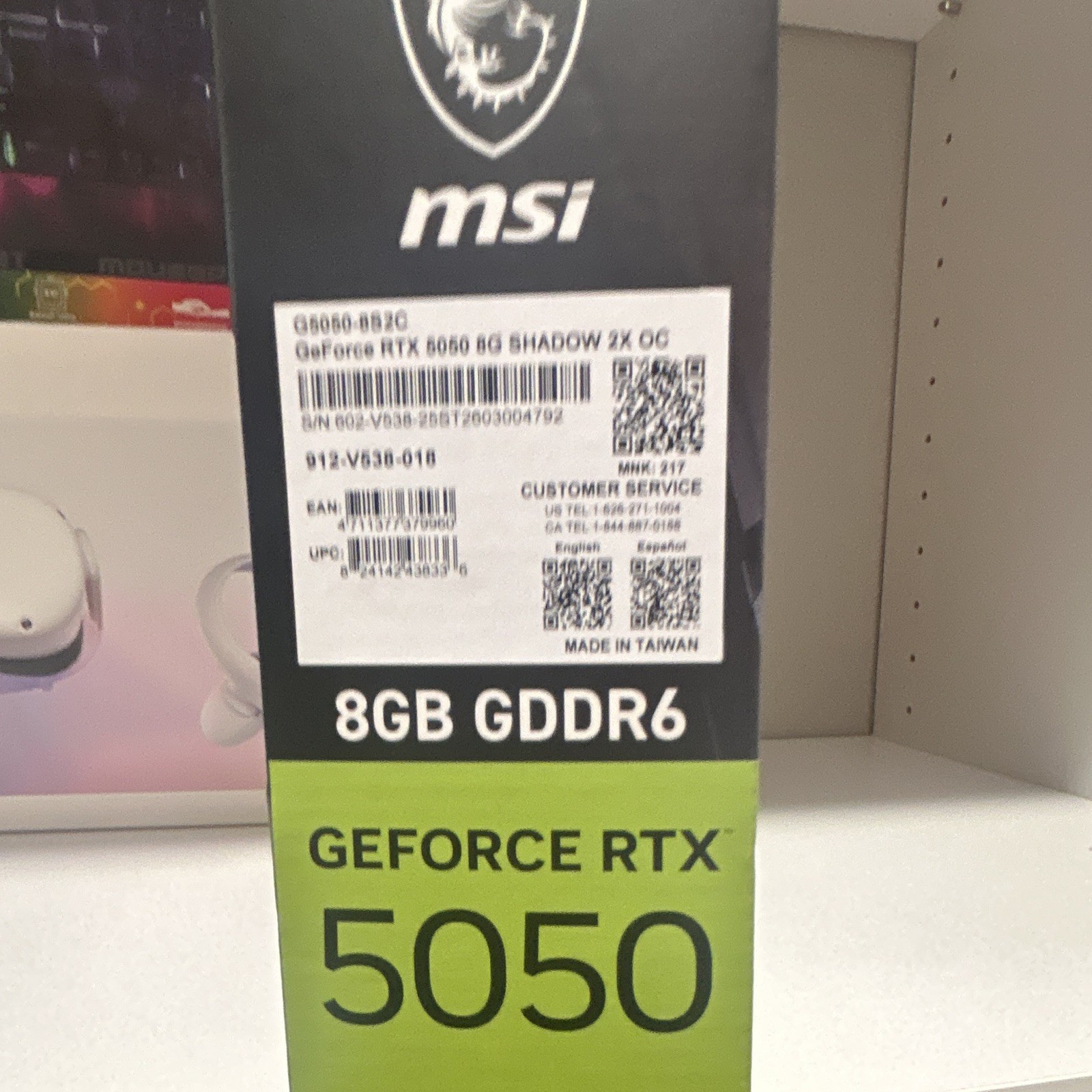 MSI Shadow 2X OC NVIDIA GeForce RTX 5050 8GB GDDR6 HDMI PCIe