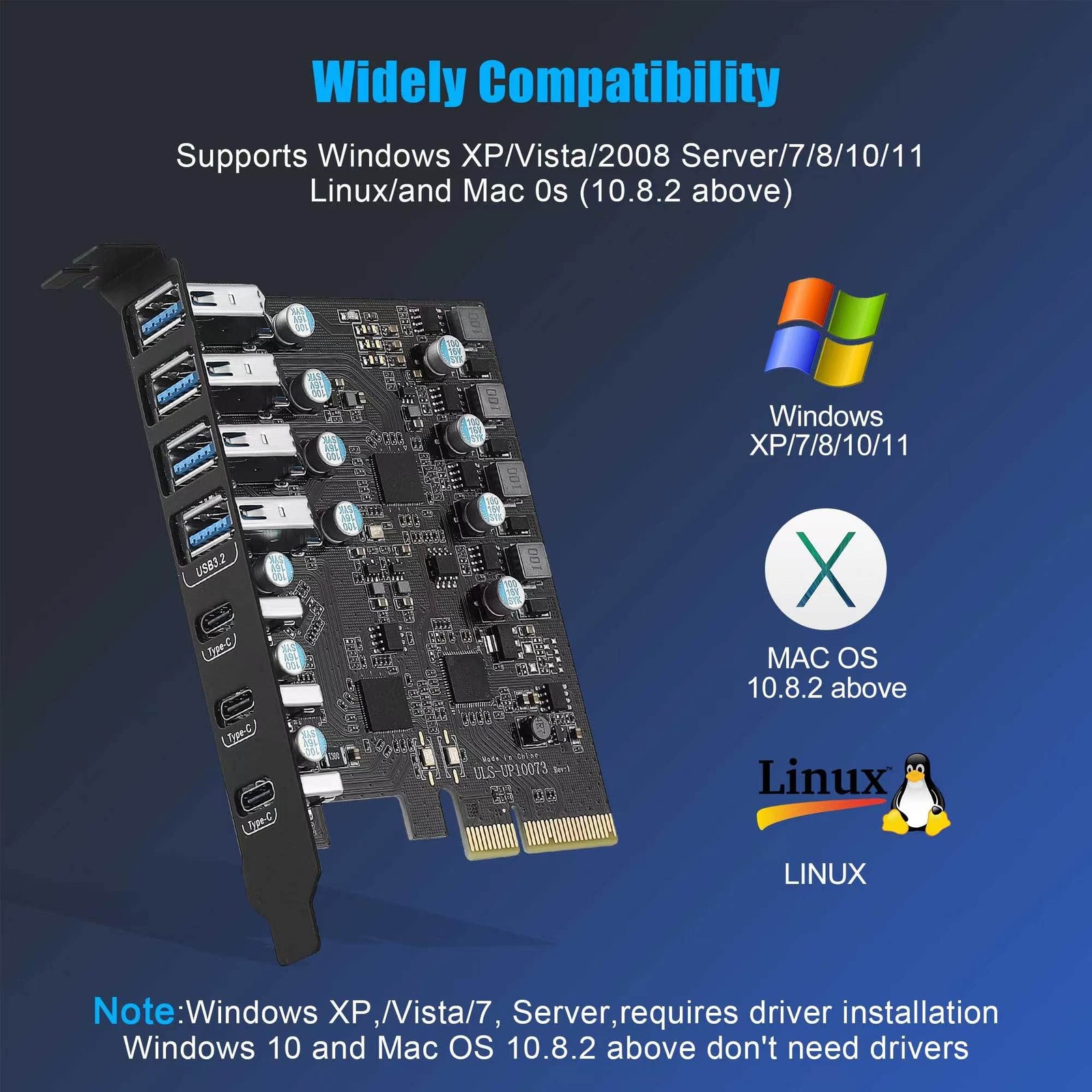 PCIe to USB 3.2 Gen 2 Card with 20 Gbps Bandwidth 7 Ports 2