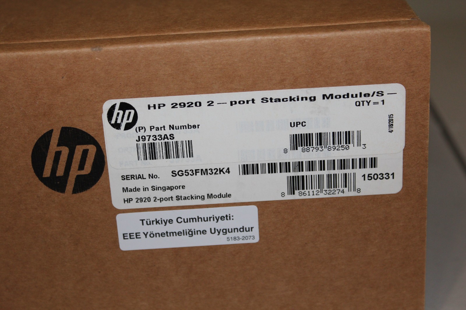 NEW Sealed HP J9733A 2920 2-Port Stacking Module Brand New in Box