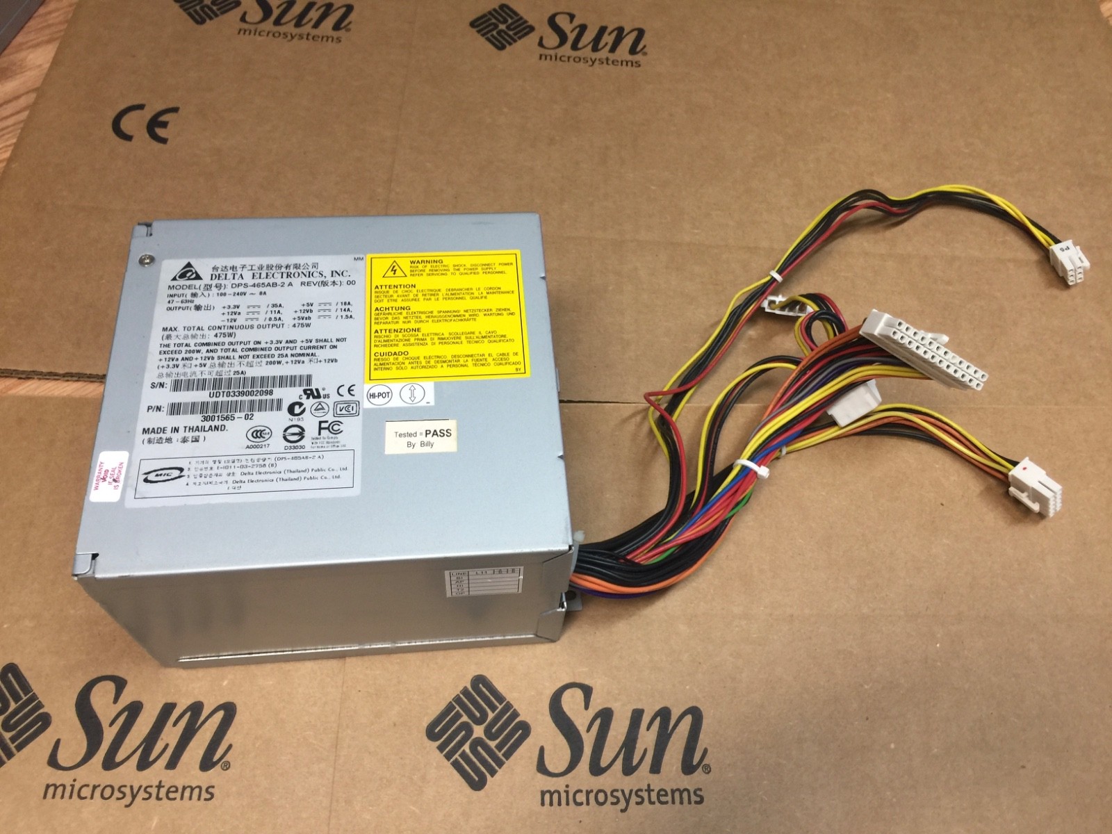 SUN 3001565-02 , 475W Power Supply , Test-PASS, Warranty: 30days