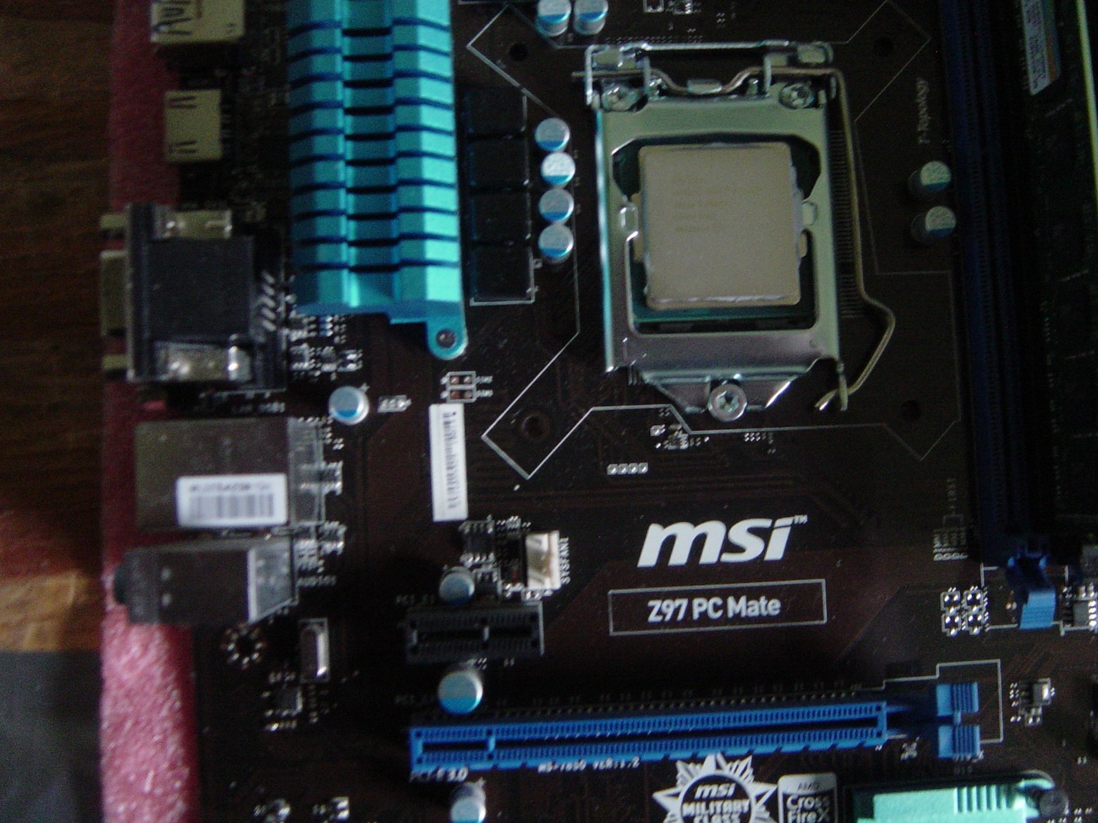 MSI Z97 Intel motherboard with an Intel 4670K processor