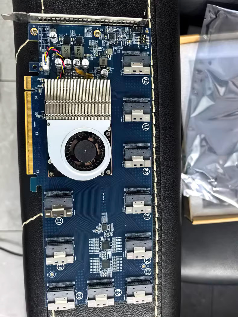 PEX88096 PLX88096 Expansion Card PCIe 4.0 x16 TO 10*SFF-8654 SlimSAS 12*NVMe U.2