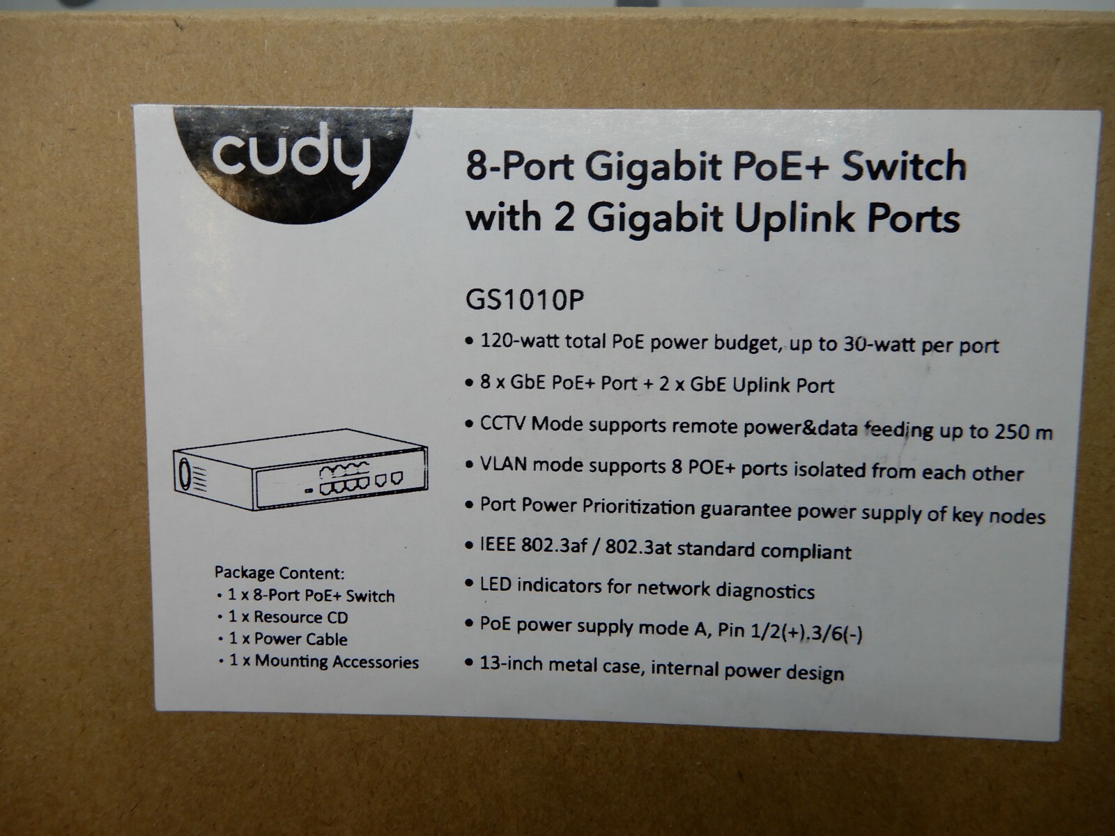 Cudy GS1010P 10-Port Gigabit Ethernet Unmanaged PoE Switch with 8 x PoE+ @ 12…