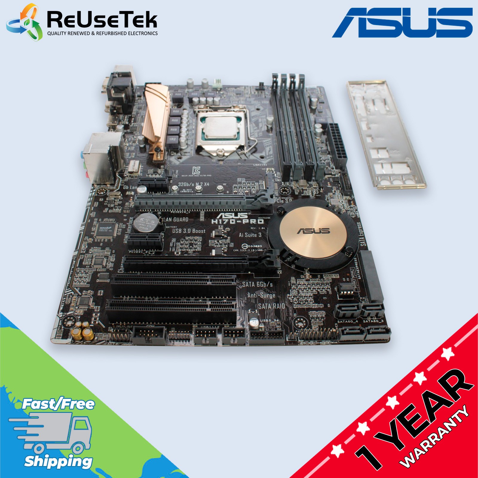 ASUS H170-PRO LGA1151 ATX Motherboard No RAM w/ Intel Core i7-6700K & I/O Shield
