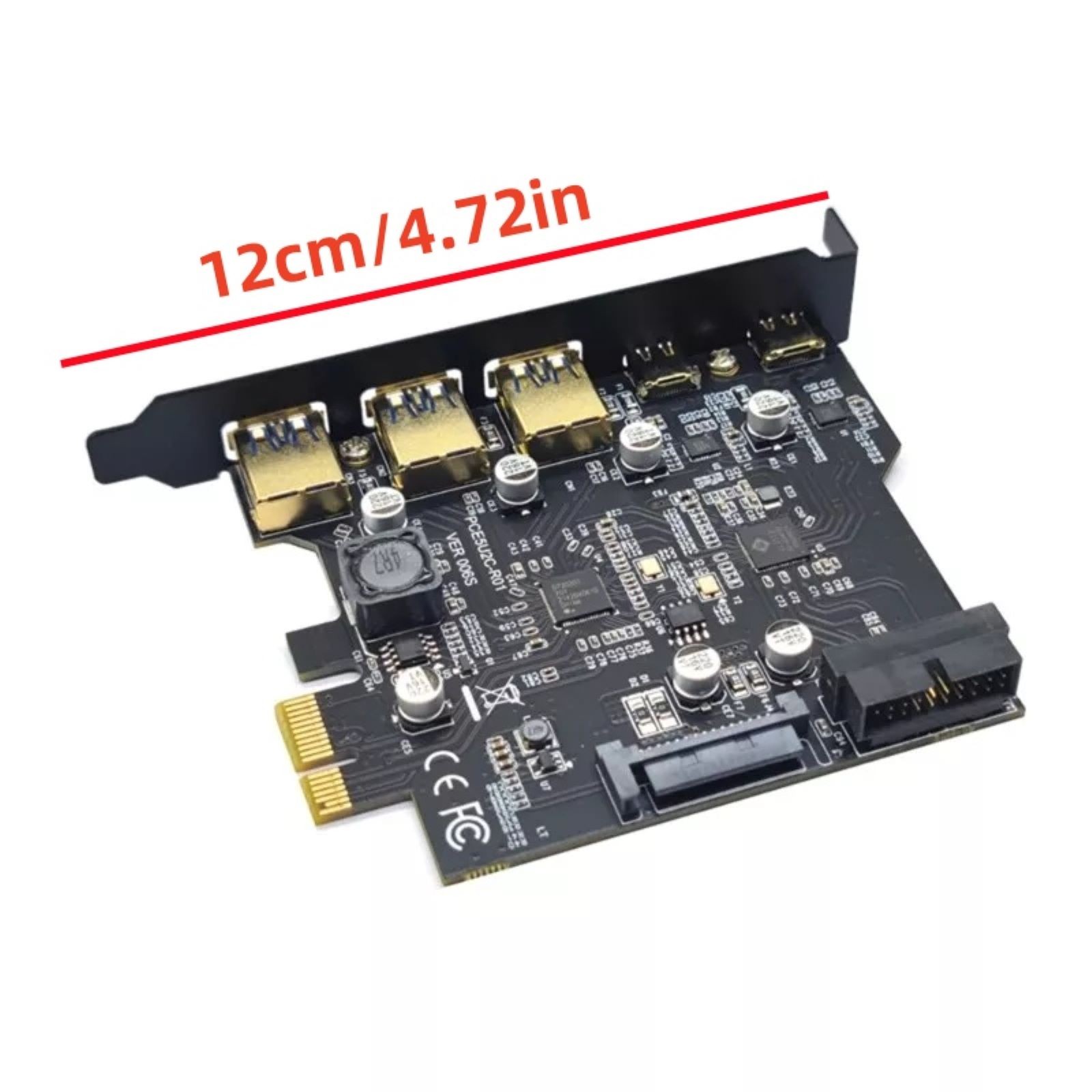 USB 3.2 GEN1 PCI-Express Expansion Card 5 Ports 2*Type-C 3*USB-A 19 Pin 5Gbps