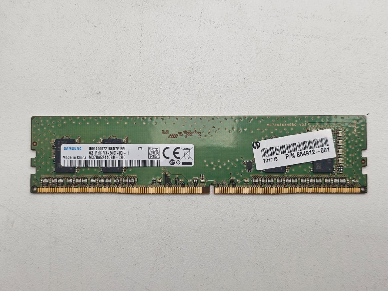 SAMSUNG 4GB 1RX16-PC4-2400T-UCO-11 M378A5244CB0-CRC 1721 P/N-854912-001
