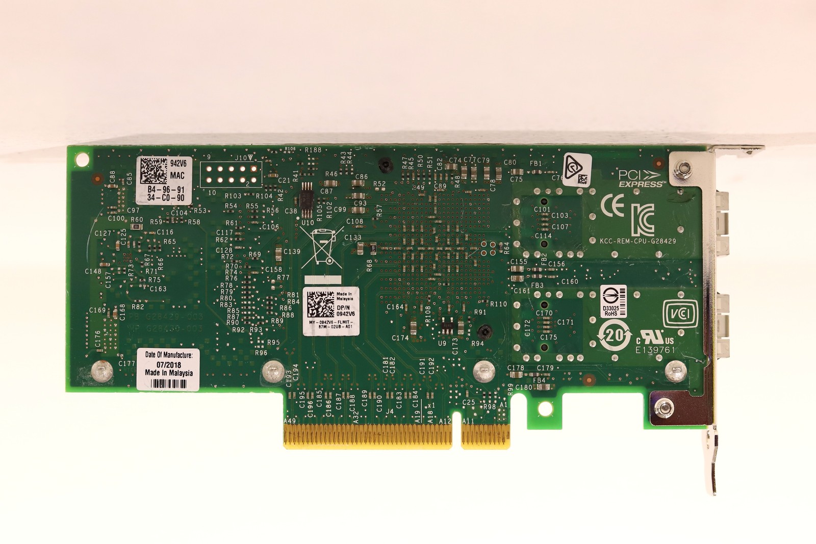 Dell X520-DA2 Dual-Port 10GbE SFP+ PCIe Network Adapter Dell P/N: 0942V6 Tested
