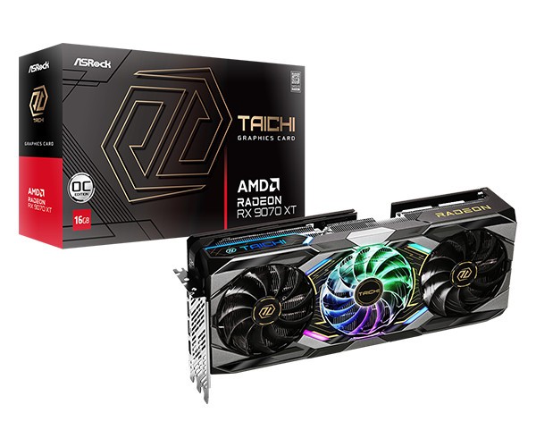 AMD AsRock Radeon RX 9070 XT Taichi 16GB OC PCIE 5.0 2160P Gaming Graphics Card