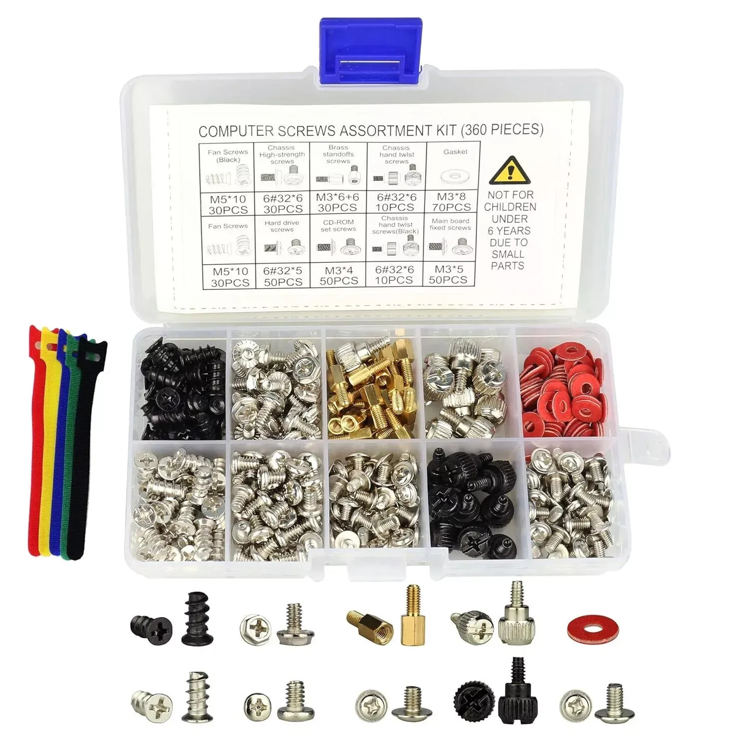 PC Computer Screws Standoffs Set Kit 360 Pieces Hard Drive Motherboard Case Fan