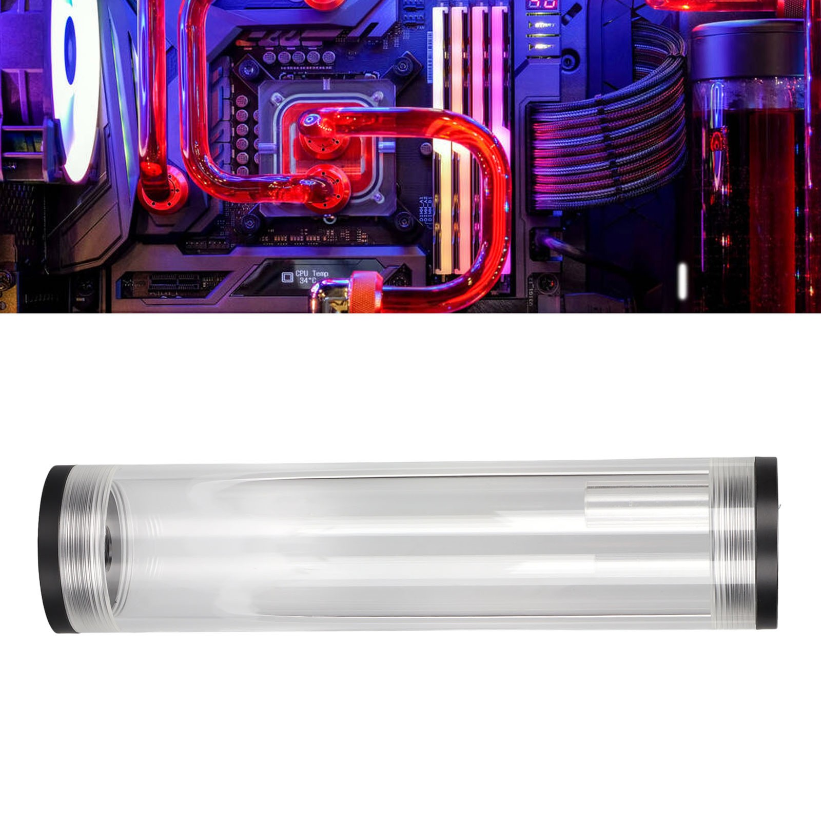 Water Cooling Reservoir 210mm/8.3in Length Acrylic Plastic Material 3 Holes
