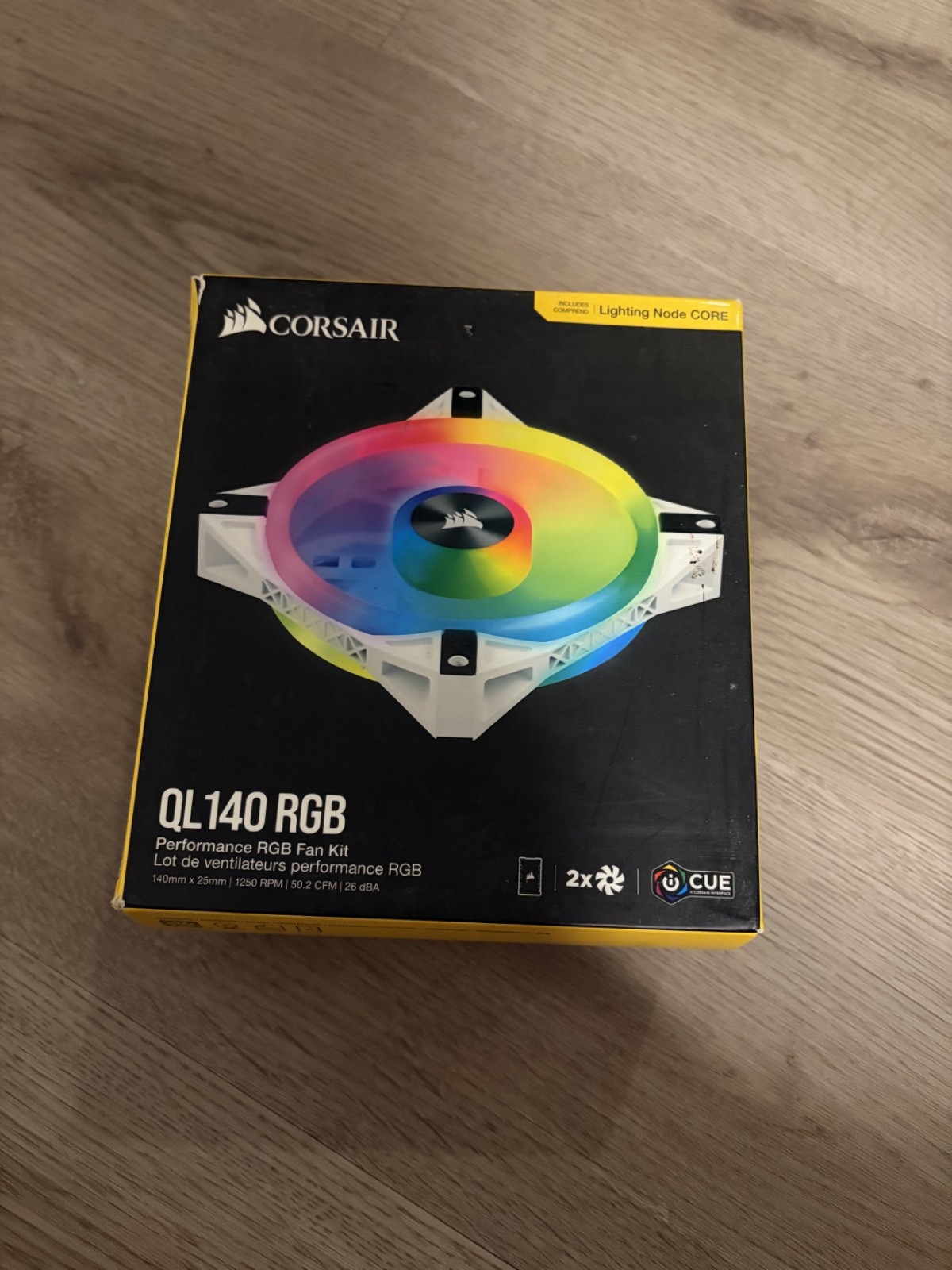 iCUE QL140 RGB 140mm PWM White Fan — Dual Fan Kit with Lighting Node CORE