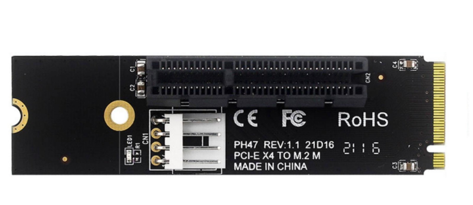 M.2(ngff) NVME to PCI-E 4x/16x adapter card with small 4pin power supply