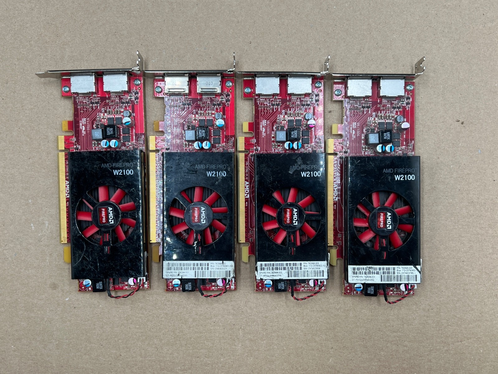 LOT OF 4 AMD FIREPRO W2100 2GB GDDR3 PCIE 16X 2X DISPLAYPORT Video Card